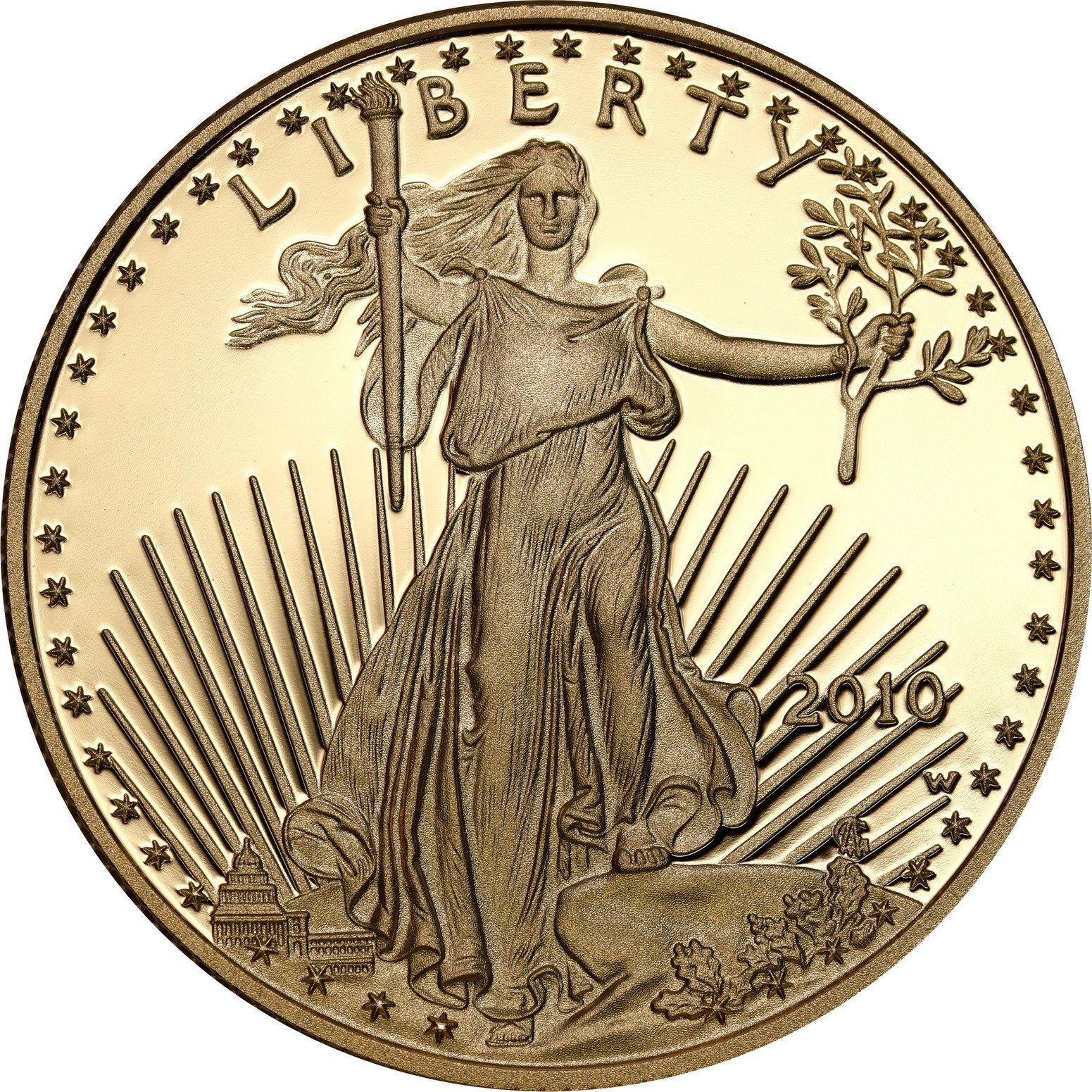USA. Złote 25 $ dolarów 2010 Orzeł (Eagle) - LUSTRZANY – 1/2 uncji złota